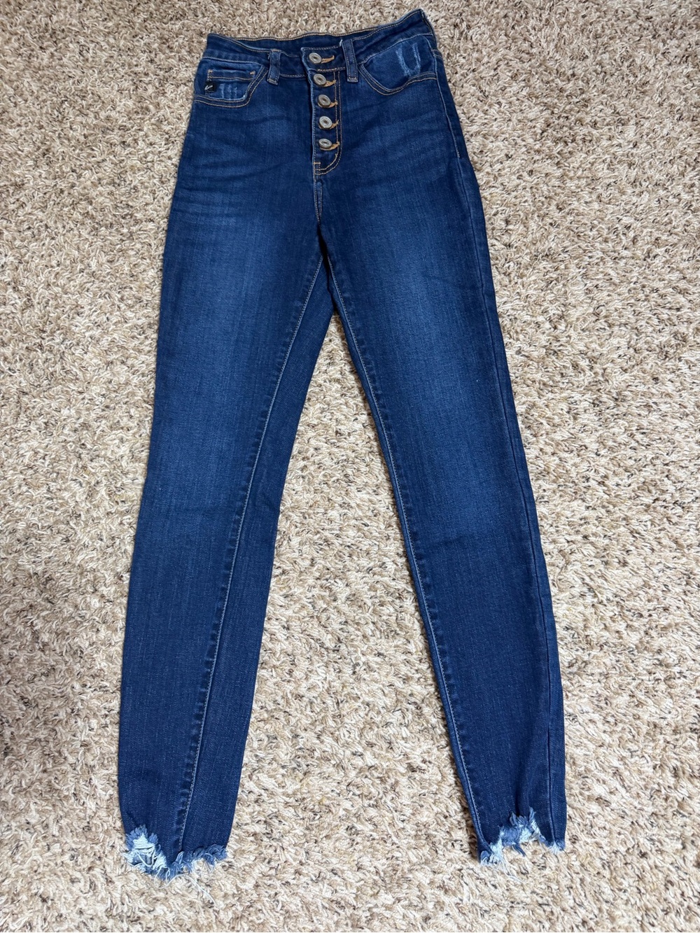 KanCan Dark Blue High-Rise Button-Fly Jeans